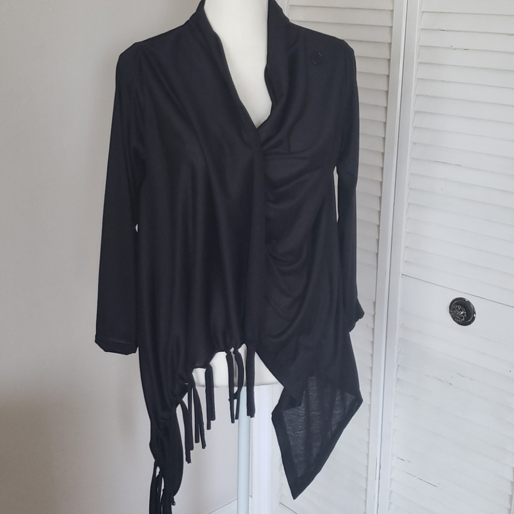 NWT Black Slipon Sweater with Fringe